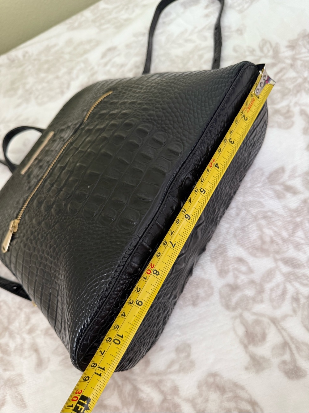 Brahmin Black Croc-Embossed Leather Backpack - Picture 9 of 16